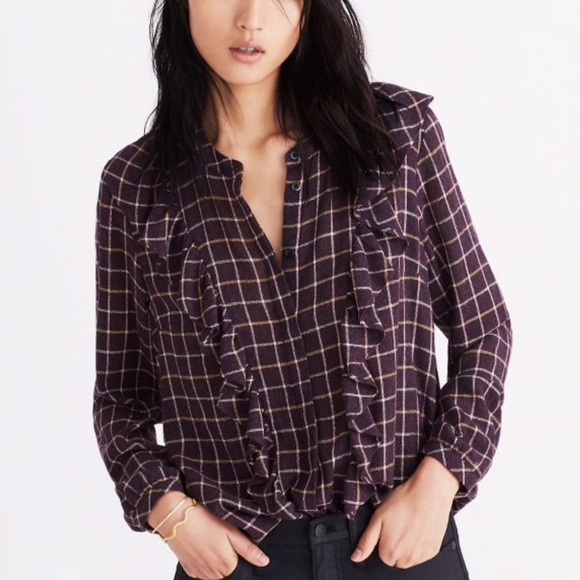 Madewell Tops - NWT Madewell plaid ruffle-front top